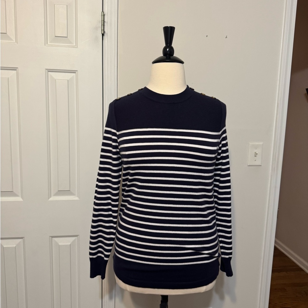 Pink Clover Men's Sweater in Navy and White Stripes